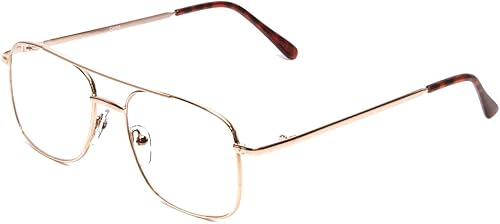 Calabria 8151 Square Pilot - Gafas de lectura de metal +3.00 de oro para hombres y mujeres, diseño clásico de moda, lectores elegantes