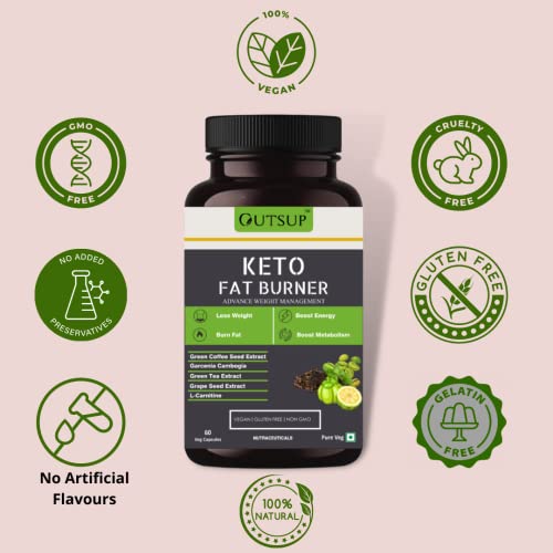 Keto Fat Burner for Weight Loss Products Supplement for Women and Men with L-Carnitine, Garcinia Cambogia & Green Coffee Extract | Weight Management | 60 Veg Capsules - Pack of 1