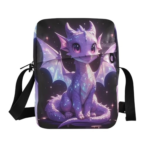 Black Cartoon Purple Dragon messenger bag for women mens shoulder bags crossbody Women's Purses Adjustable Strap for outdoor sports Casual