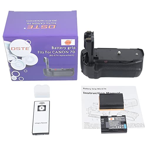  DSTE IR Remote BG-E7H Vertical Impugnatura Batteria + 2x LP-E6 Batteria + USB Caricabatteria Compatibile per Canon EOS 7D