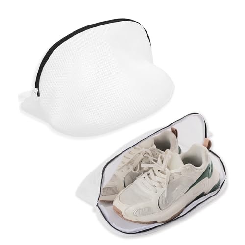 2 Piezas Bolsa Zapatos Lavadora, Bolsa para Lavar Zapatillas Saco Lavadora Zapatos Malla Lavadora Zapatillas con Red para Lavandería y Cremallera para Zapatillas Calcetines Sujetadores Ropa Interior