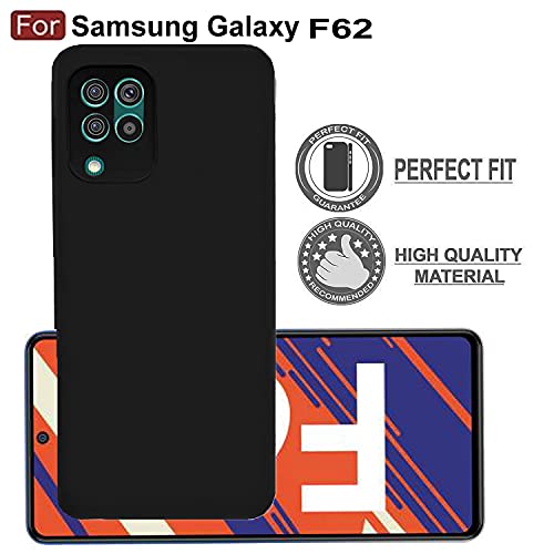 Image of Mobile Back Cover Case for Samsung F62 (Silicone Case|CameraProtection|Black SC1510)