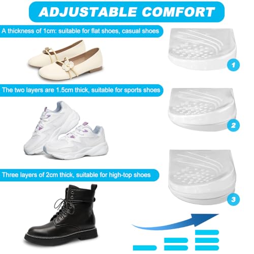 Image of 3 Layers Adjustable Heel Wedge Corrective Inserts for Supination & Pronation Correction, Adhesive Medial & Lateral Heel Insoles for Foot Alignment (6PCS,Size:L)