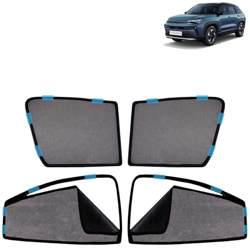 Image of KINGSWAY Car Sun Shade Curtains Only Compatible with Maruti Suzuki Victoris (2025 Onwards) | Front Window in Half Cut and Rear in Zipper (Magnetic) | UV & Heat Protection | Pack of 4 Pcs
