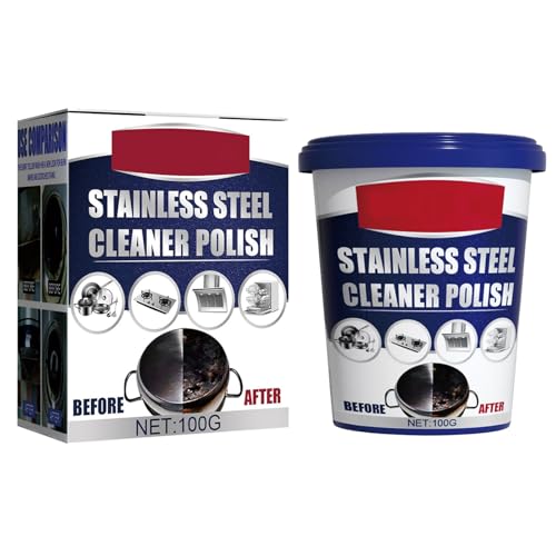 KOAHDE Limpiador de Ollas de Acero Inoxidable,Cera Limpiadora De Acero Inoxidable,Stainless Steel Stain Cleaning Wax,100G,1PC,Potente Pasta de Limpieza