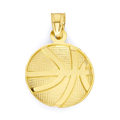 10k Solid Gold Basketball Pendant Sports Fan Casual Everyday Wear, Ball Charm Baller Jewelry Tournament Trophy for League3
