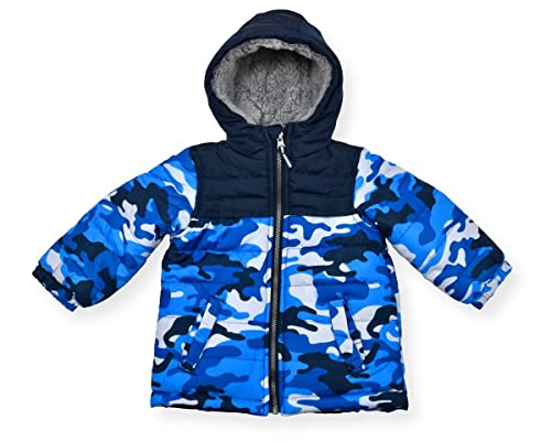 Image of Arctic Quest Boys' Bib Snow Pants and Ski Jacket Water-Resistant Snowsuit For Kids Winter Hooded Jacket, Blue Camo, 5-6