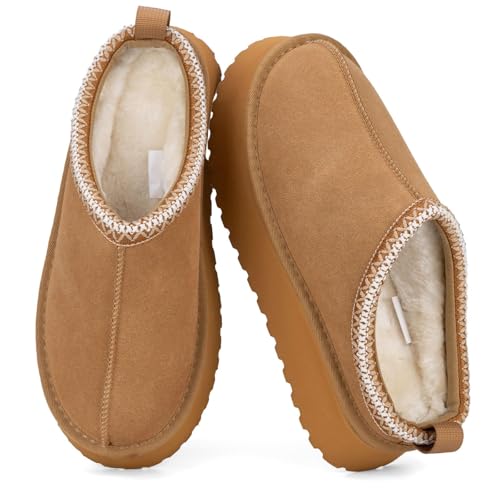 Mishansha Damen Warme Hausschuhe Winter Feste Sohle Frauen Pantoffeln Indoor Outdoor Slipper Khaki Gr.39