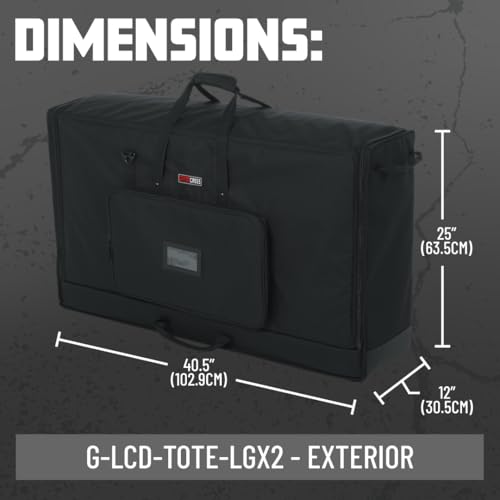 Gator Cases Padded Nylon Dual Carry Tote Bag for Transporting (2) LCD Screens, Monitors and TVs Between 40" - 45", (G-LCD-TOTE-LGX2)
