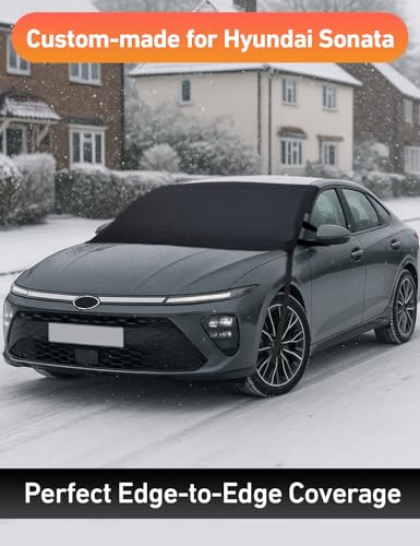 Image of EcoNour Car Snow Cover Compatible for Hyundai Sonata | Windshield Cover for Ice and Snow with S-Hook Straps | Heavy-Duty 600D Oxford Winter Car Cover, Waterproof & Anti-Slip