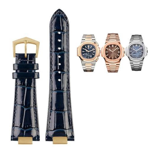 Connecteur de bracelet Patek Philippe Nautilus cuir véritable 25-13mm bleu