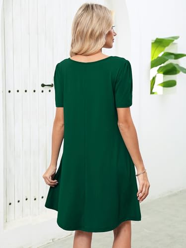 Image of Heymoments Women's Short Sleeve Crewneck Sundress Summer Casual A-Line Beach Dress with Pockets S-2XL
