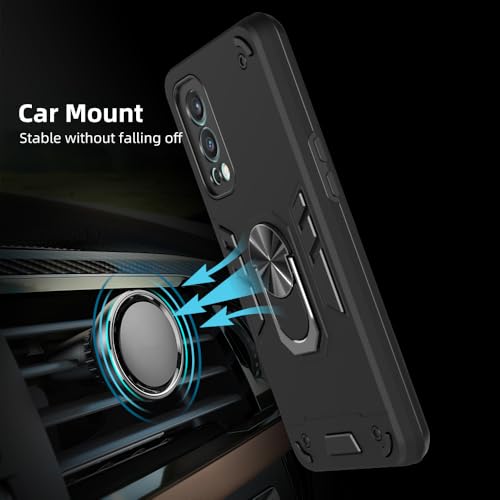 Image of Armor OnePlus Nord2 5G Defender Case | Rotating Ring Holder & Kickstand in-Built | Military Grade Armor | 360 Degree Protection Back Cover for OnePlus Nord2 5G (Black)