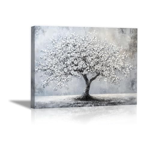 Arbre de la Vie peinture salon blanc pour une ambiance sereine