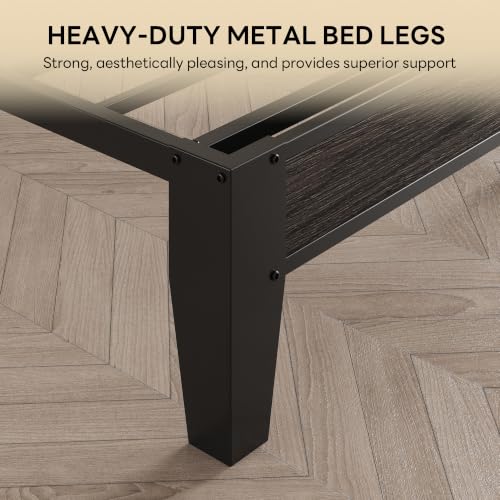 Image of LIKIMIO King Bed Frame, PU Leather Storage Headboard with Charging Station, Solid and Stable, Noise Free, No Box Spring Needed, Easy Assembly, Black