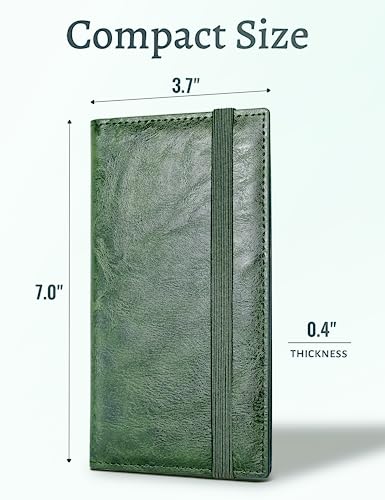Image of Yarnic Checkbook Cover for Personal Checkbook Holder with Pen Holder | Check Book Covers & Built-in Clear Plastic Divider for Duplicate Checks (Green)