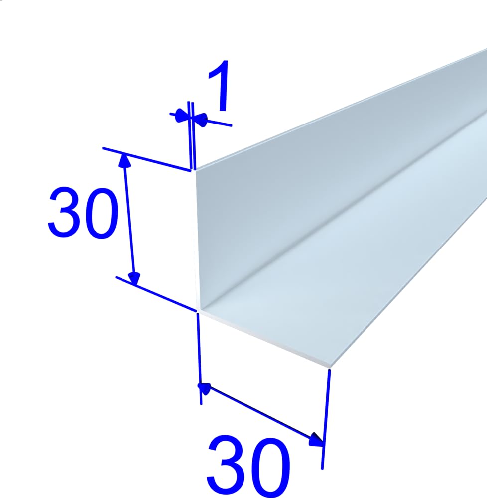 FaiX3.it - Perfil angular en L 30x30x1 mm de aluminio, lacado RAL 7035 "gris luminoso" mate, longitud 2500 mm