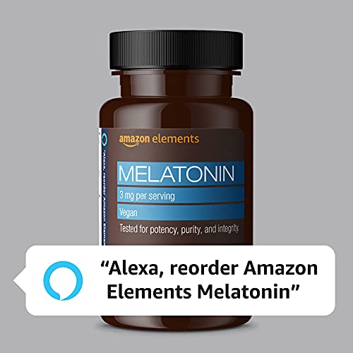 Image of Amazon Elements Melatonin, 3mg, Vegan, Unflavored, 260 Tablets, 8 Month Supply (Packaging May Vary) (Pack of 3)