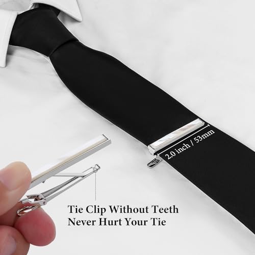 HAWSON 2 Inch Mother of Pearl Tie Clips for Men with Gift Box, Tie Bar for Men's Regular Necktie, Suitable for Daily Business Anniversary Wedding.2