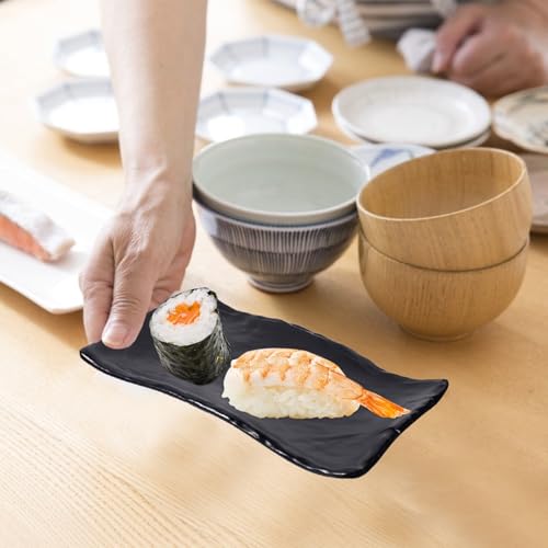 Plato para sushi japonés Veemoon mediano melamina negro miniatura 6