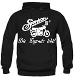  uglyshirt89 Simson Die Legende Kapuzenpullover  DDR  Osten  Männer  Herrn  Simson  Schwalbe  Wartburg  Trabant  Fun (L, Schwarz)