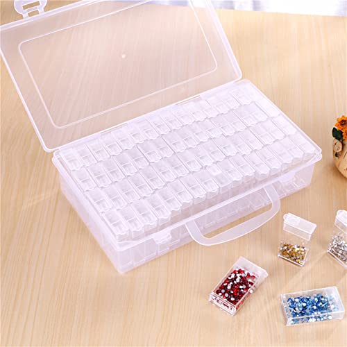 Image of 64pcs Grids Bead Organizer and Storage Diamond Painting Containers Portable Plastic Case Box Arts Crafts Storage for Seeds Beads Sewing Cosmetic Nail Glitter Powder Small Parts Rhinestones (Square)