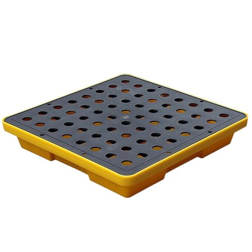 Bac de rétention étanche pour déversements d'huile avec grilles pour la gestion des déversements industriels et le stockage de fûts - Robuste et durable, 340 x 340 x 65 mm, solution de sécur