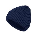 [Ttoitv] ニット帽子 秋冬 ニットキャップ メンズ「リブ編み・柔らかい・高伸縮」防寒保温 暖かい 無地 通勤 通学 スポーツ バイク 自転車 ユニセックス フリーサイズ (JP, アルファベット, Free Size, 標準, ネイビー)