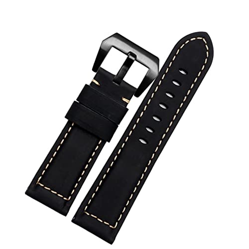 Bracelet de montre 20mm en cuir noir pour Panerai PAM111 et PAM441