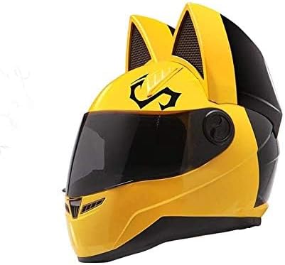 Casco de motocicleta de cara completa con orejas de gato lindas para montar a caballo Motocross Racing Motobike Casco de Motocicleta