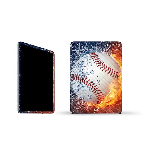 Image of MightySkins Carbon Fiber Skin Compatible with Apple iPad Pro 11 inch M2 4th Gen (2022) Full Wrap Kit - Baseball Fire | Protective, Durable Textured Carbon Fiber Finish | Easy to Apply | Made in The USA