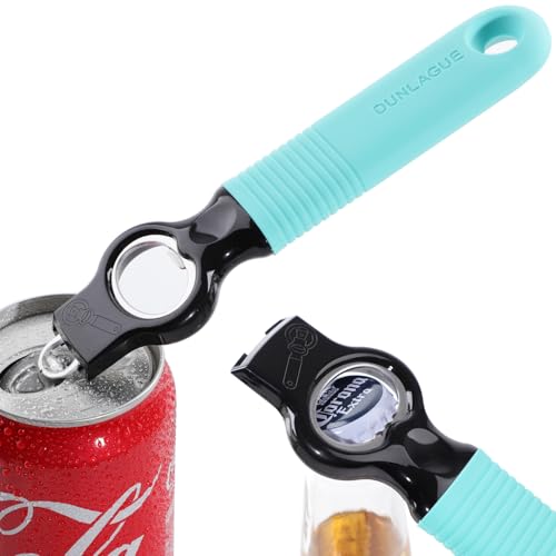 DUNLAGUE 2-Pack Magnetic Beer Bottle Opener & Soda Can Opener, 2-in-1 Bottle Opener and Can Tab Opener Tool for Bartender, Long Nails, Arthritis, Seniors, Silicone Handle with Build in Magnet - Aqua