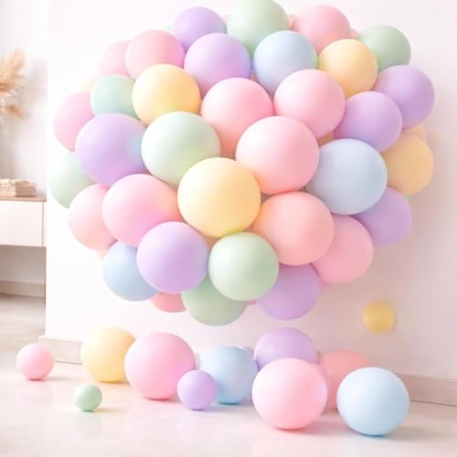 Image of Niku Pack of 50 Pastel Balloons with ribbon | Party Birthday Decoration Item | Multicolour