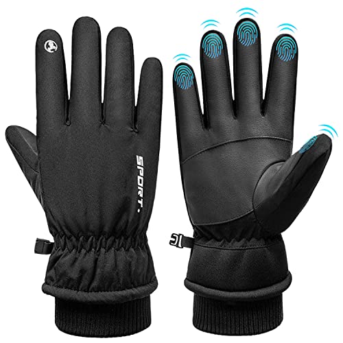 HBSFBH Guanti Invernali Termici per Uomo Donna, Guanti Touchscreen, Guanti da Ciclismo Invernali, Guanti MTB Anti-scivolo Guanti sportivi Termici neri per il Ciclismo Guanti Antiscivolo Escursionismo
