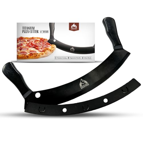 12-Inch Pizza Cutter Rocker Blade – Stainless Steel Mezzaluna Knife with Titanium Coating – Large Professional Pizza Cutter with Protective Cover – Dishwasher Safe by Chicago Brick Oven - Used condition - US$21.99