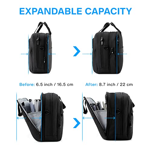 Image of BAGSMART 18 Inch Laptop Bag Expandable Briefcase Computer Bag Men, Black | Women Laptop Shoulder Bag, Work Bag Business Travel Office