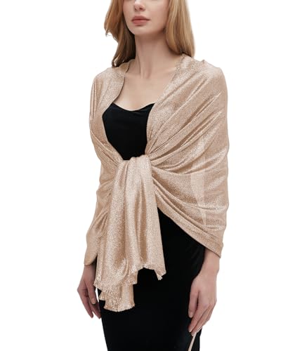 Umjetnost Womens Sparkling Metallic Shawls and Wraps for Evening Dresses Wedding Party