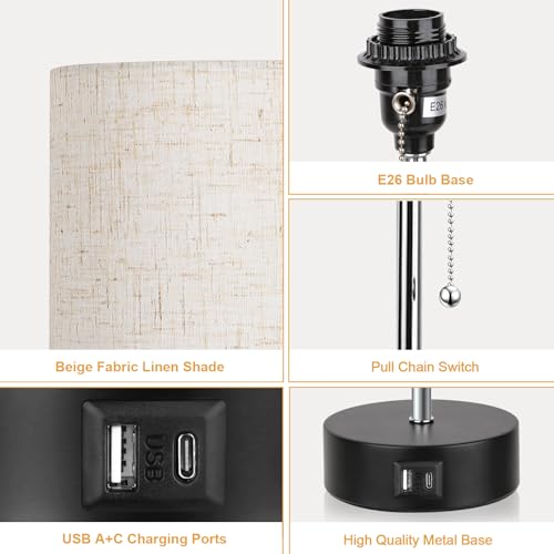 Lámpara de Mesa de Noche con Puerto USB y Temperatura de Luz miniatura 6