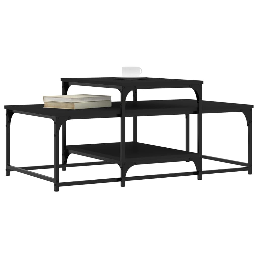 Homgoday Tavolino da caffè nero 102 x 60 x 45 cm, in legno ingegnerizzato, tavolino da tè per soggiorno, sala d'accoglienza degli ospiti, camera da letto e mobili da ufficio