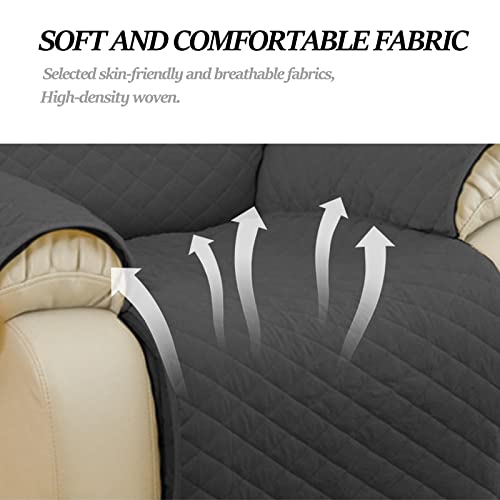 Reversible Quilted Recliner Sofa Cover, Chair Slipcover 2" Thick Straps Slip-Resistant Chair Protector, Washable Couch Cover With Non Slip Foam And Elastic Straps For Kids, Dogs, Pets (Chair, Grey) #TOP1