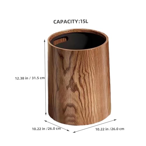 Caneca rectangular para basura con diseño madera rústica miniatura 2