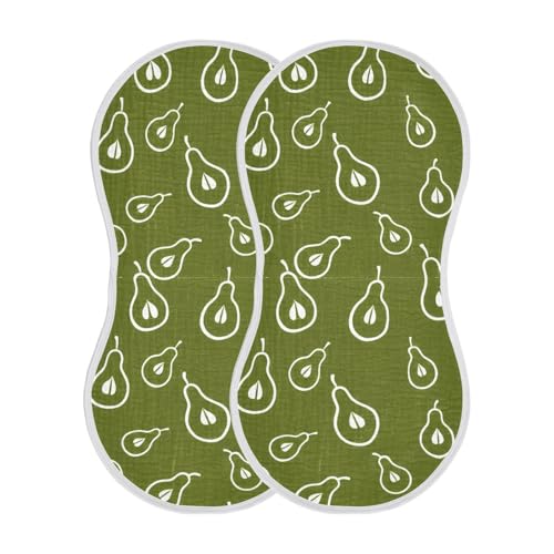 2 Pack Baby Burp Cloths, Soft Absorbent Burping Cloths for Babies, Cotton Milk Spit Up Rags, Large Size for Newborns, Baby Boys and Girls (Minimalist Pear Pattern)2