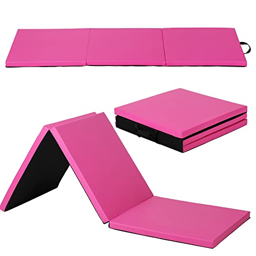 Gymnastics Mat for Kids Adults, Folding Extra Thick Tumbling Mats with Carrying Handle, 6’x2’ Anti-Tear Lightweight Exercise Mat, Indoor/Outdoor Aerobics Stretching Gym Mats Equipment for Home