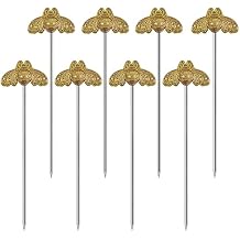 Cocktail Picks Stick, Cocktail Toothpicks Stainless Steel Martini Olive Picks for Bar Barbecue Fruit, Bloody Mary Drink Sticks 8pcs,Gold Bee