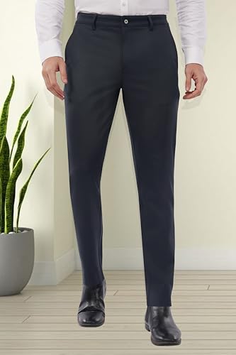 Image of SaintX Men's Formal Slim Fit Trouser | Twill Weave Premium 4-Way Stretchable High GSM Fabric Pants | Textured Classic & Modern Styled Chinos | Business Casual Office /Anytime Wear