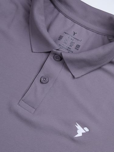 Image of TECHNOSPORT Mens Slim Fit Polyester Active Wear Collar Polo T-Shirt with Long Sleeves for Workout, Sports