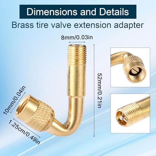 Image of BOXOB Tire Valve Stem Extension Set, 2pcs 8.25in Flexible Tyre Valve Extenders with 45 Degree Brass Stem Extension Hose Adapters for Car RV Truck Motorcycle Bike