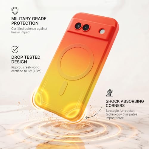 Image of amazon basics Gradient Mag-Safe Case for Google Pixel 8A | Soft Silicone Shockproof Cover with Camera Protection | Slim Lightweight Design | Smooth Touch & Durable - Orange & Yellow
