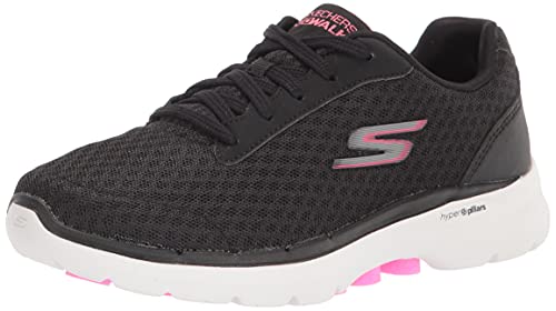 Skechers Women's GO Walk 6-Iconic Vision Sneaker, Black/Hot Pink, 6