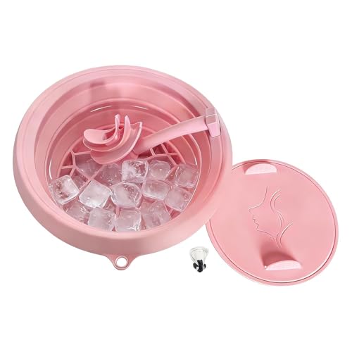 Cuenco de bañera de hielo facial - 22.5x24x10cm Bañera de cara de buceo frío de silicona plegable Bowlz, cuenca de 9.45-3.94 pulgadas que ahorra espacio, accesorio portátil para tapa de snorkel